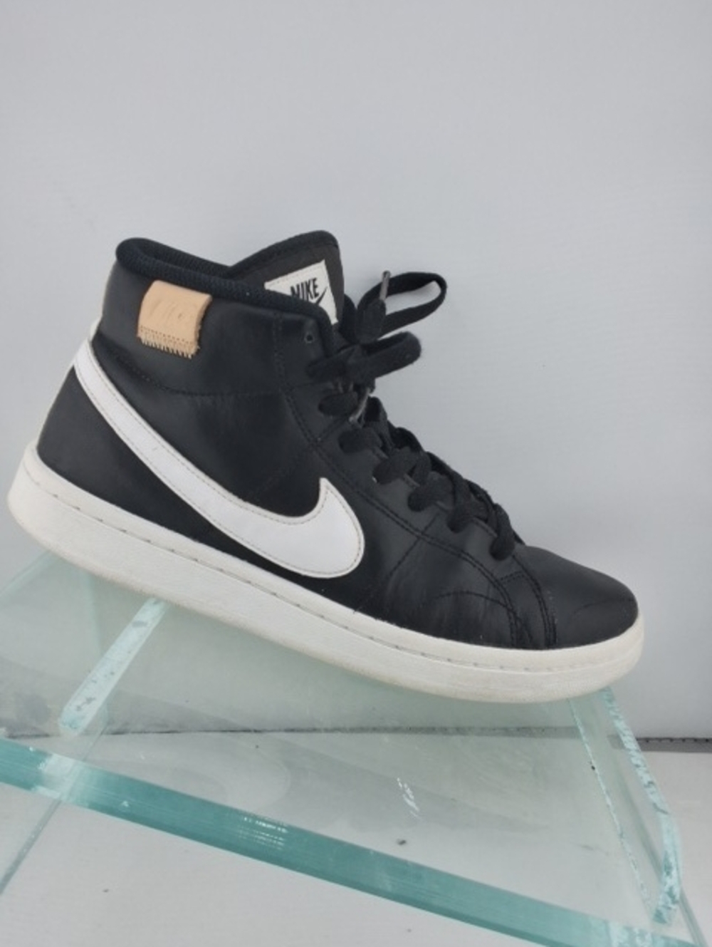 Nike Court Royale 2 Black and White High-Top Sneaker with Tan Accent